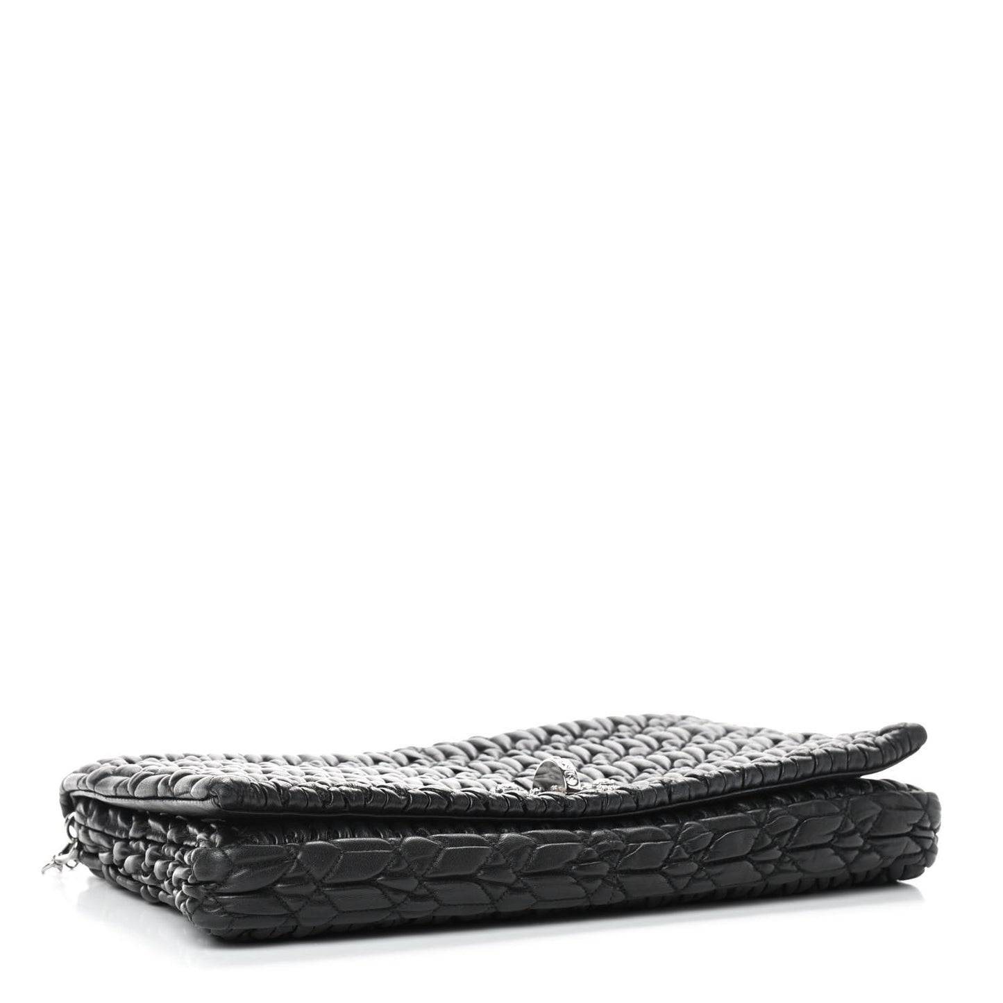 Nappa Matelasse Crystal Flap Clutch Black