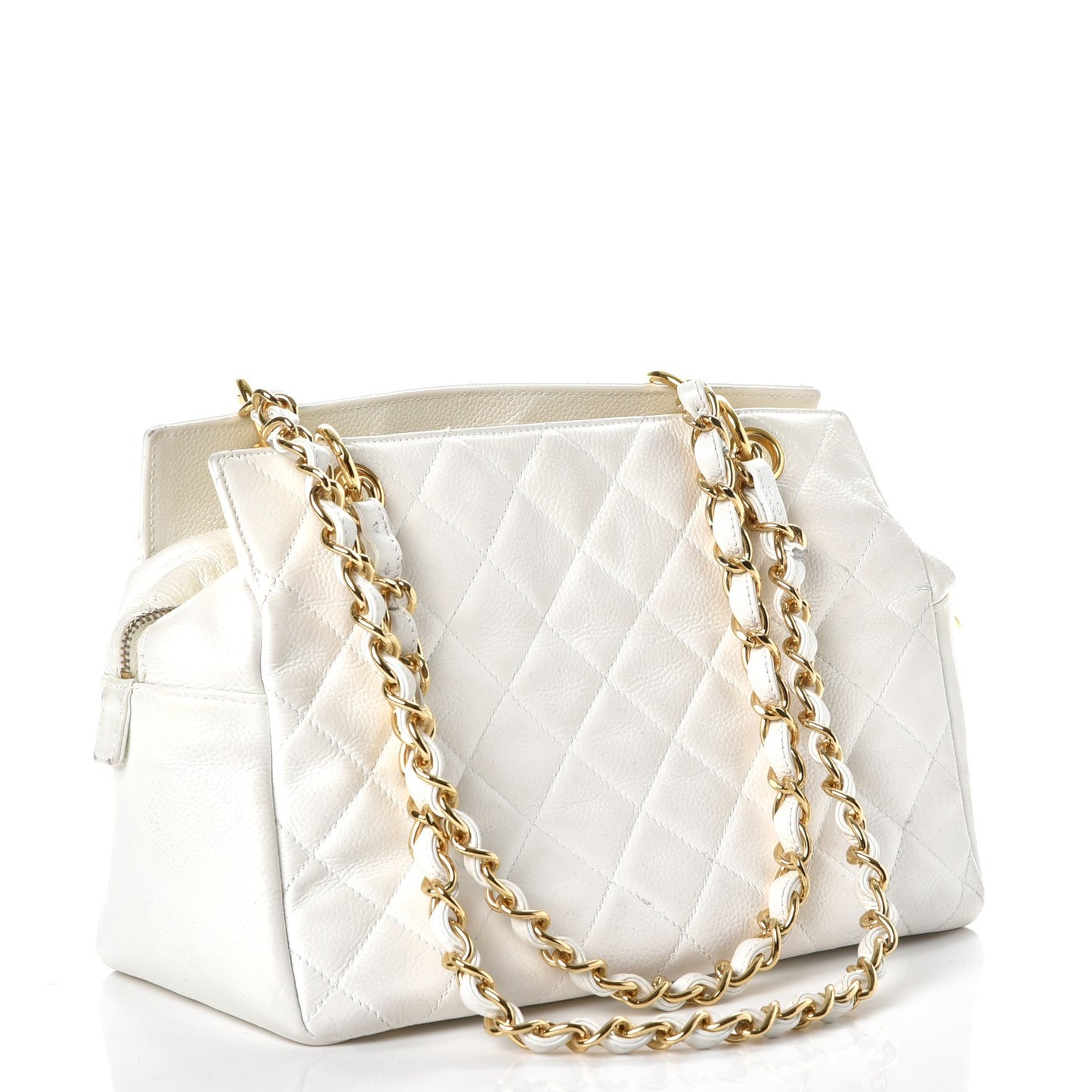 Caviar Quilted Petit Timeless Tote PTT White
