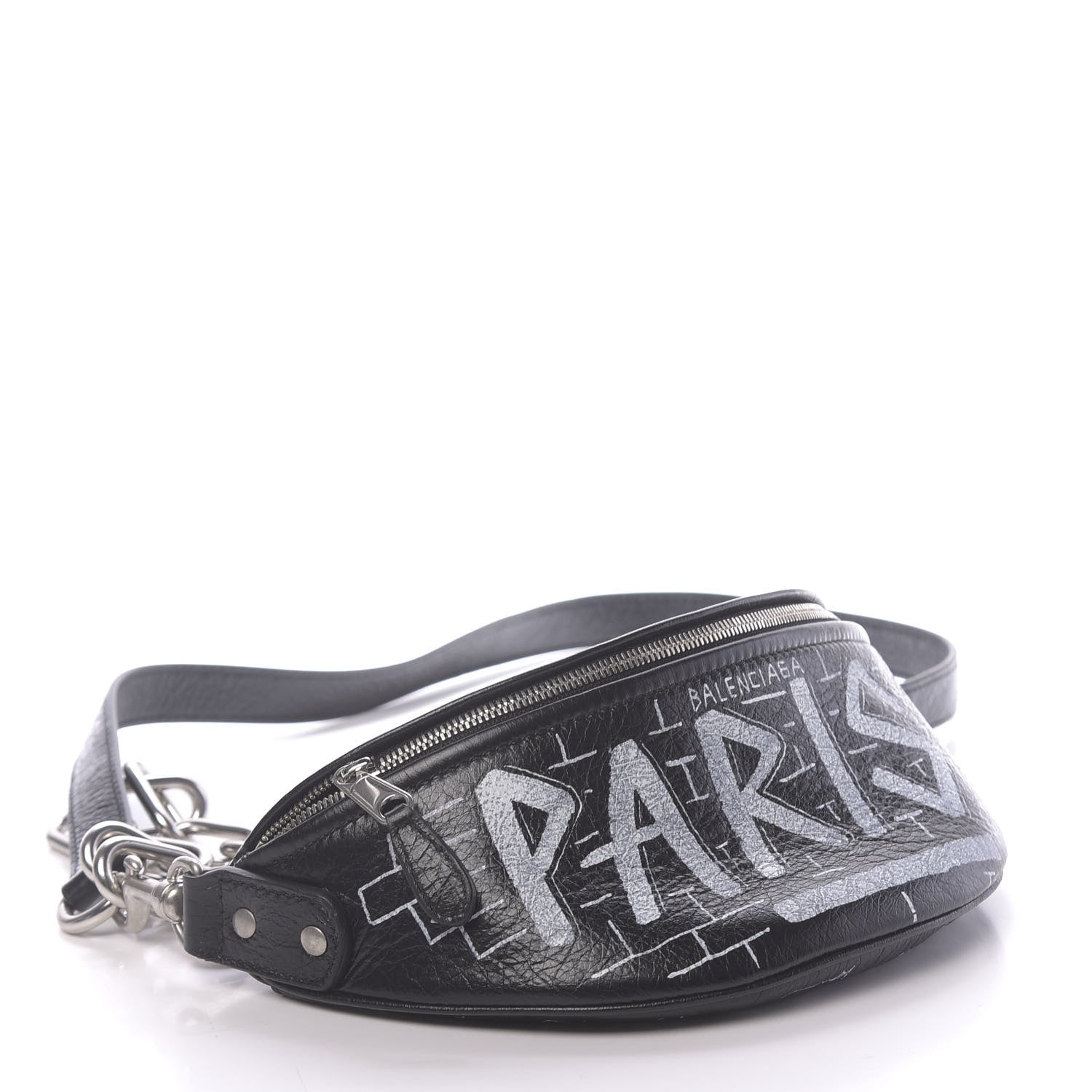 Balenciaga Agneau Arena Graffiti All Over XXS Souvenir Belt Bag Black White 4 of 10