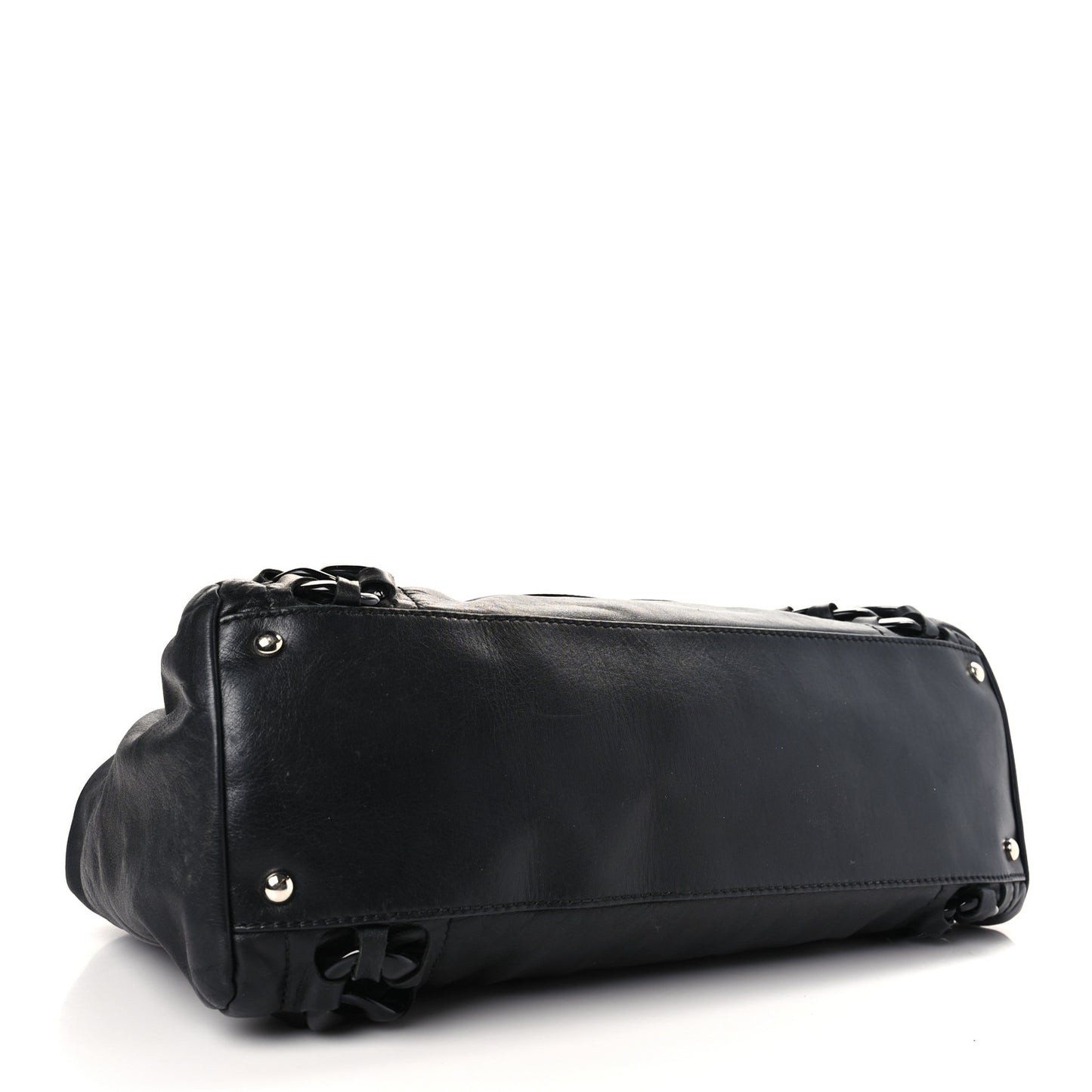Calfskin Modern Chain Rhodoid East West Tote Black
