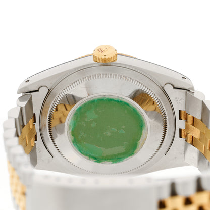 Rolex Stainless Steel 18K Yellow Gold Diamond 36mm Oyster Perpetual Datejust Watch Black 16233 4 of 4