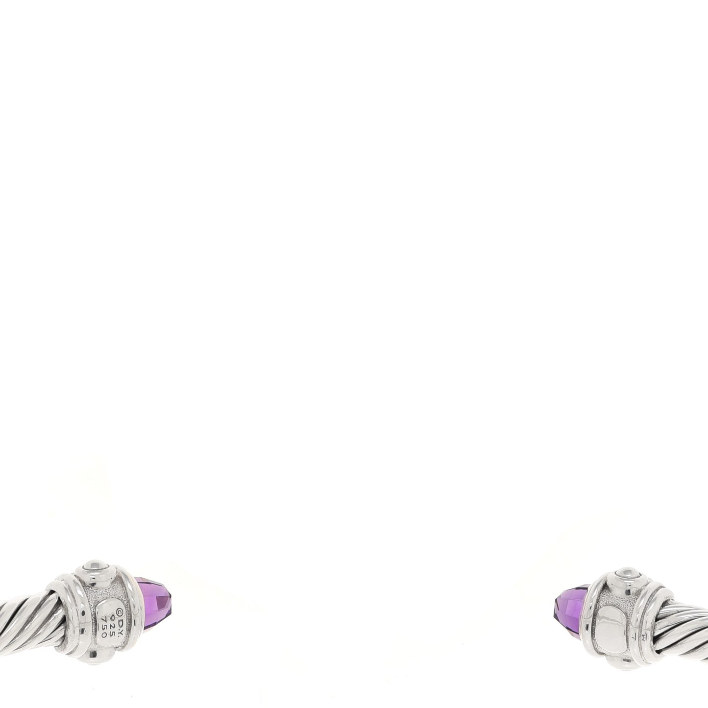 Sterling Silver 18K Yellow Gold Amethyst 4mm Cable Renaissance Bracelet