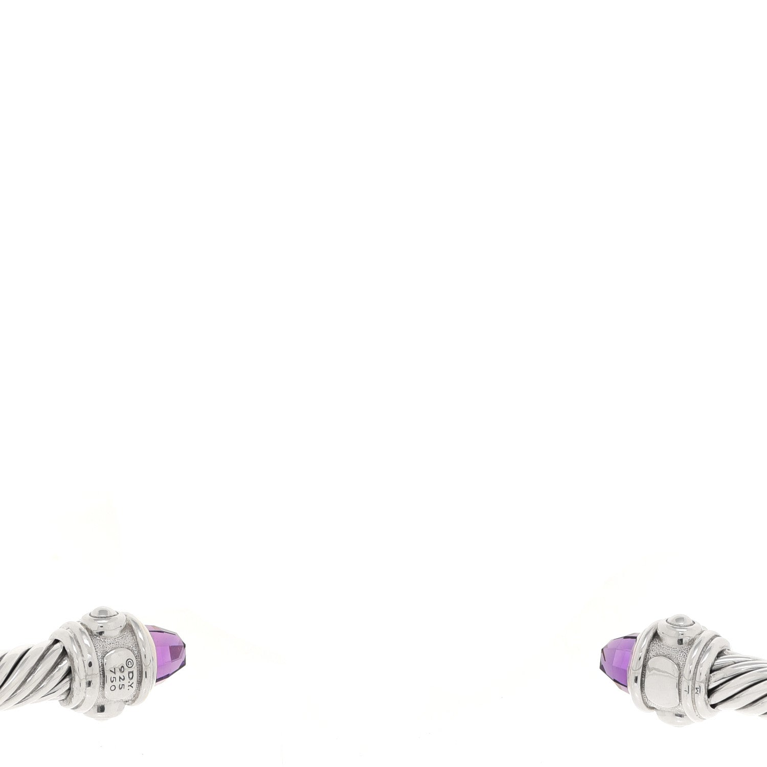 David Yurman Sterling Silver 18K Yellow Gold Amethyst 4mm Cable Renaissance Bracelet 3 of 3