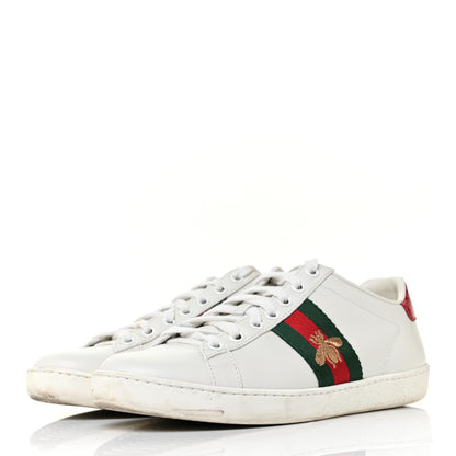 Gucci Calfskin Ayers Bee Embroidered Womens Ace Sneakers 36 White Green 3 of 10