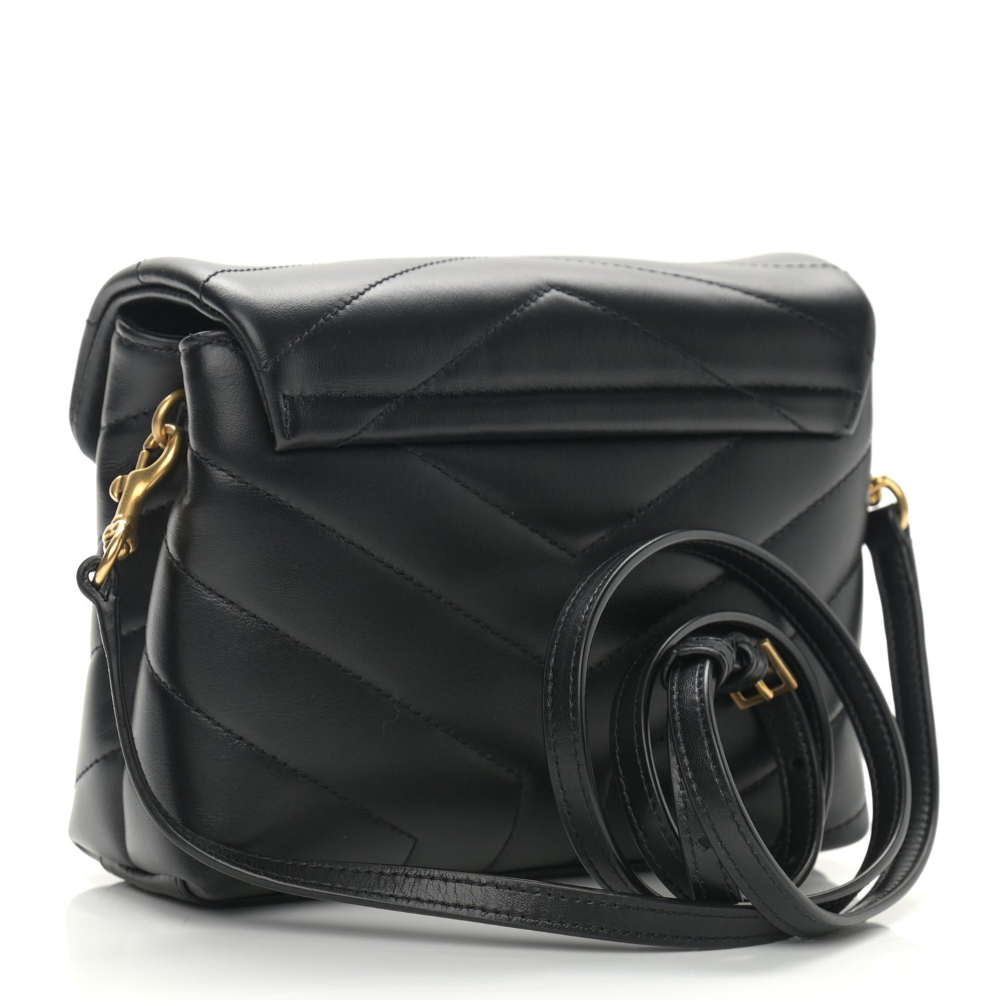 Calfskin Y Quilted Monogram Toy Loulou Crossbody Bag Black