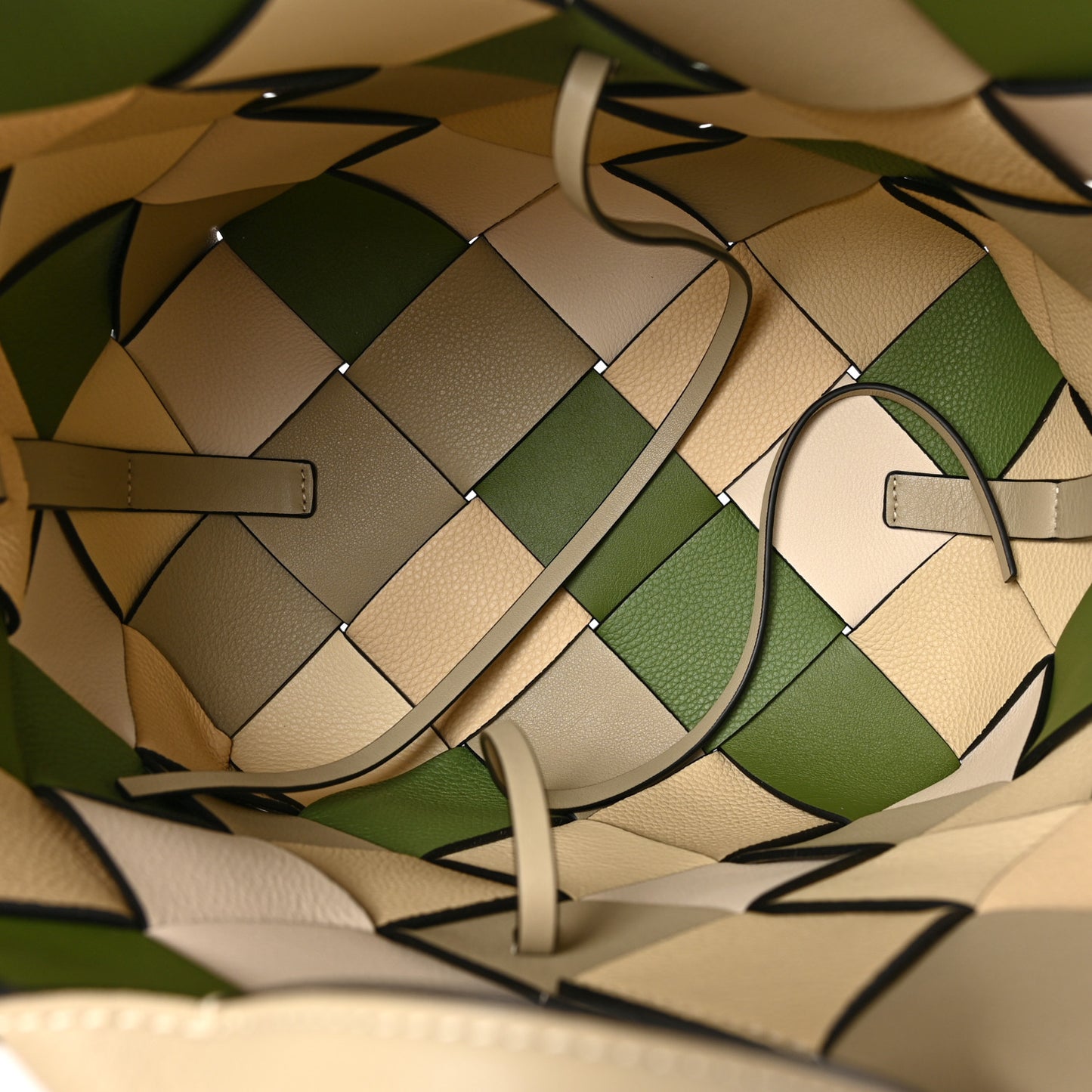 Calfskin Woven Small The Surplus Collection Basket Bag Avocado Ivory