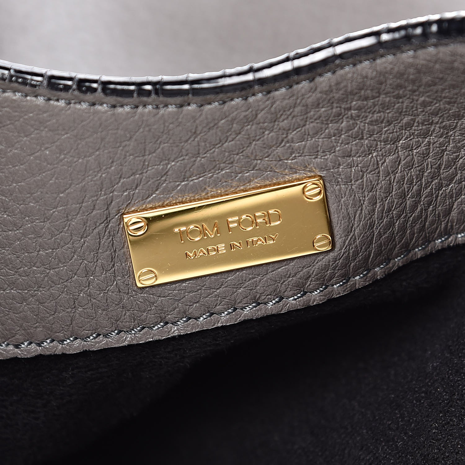 Tom Ford Calfskin Large Alix Padlock Zip Shoulder Bag Graphite 7 of 13