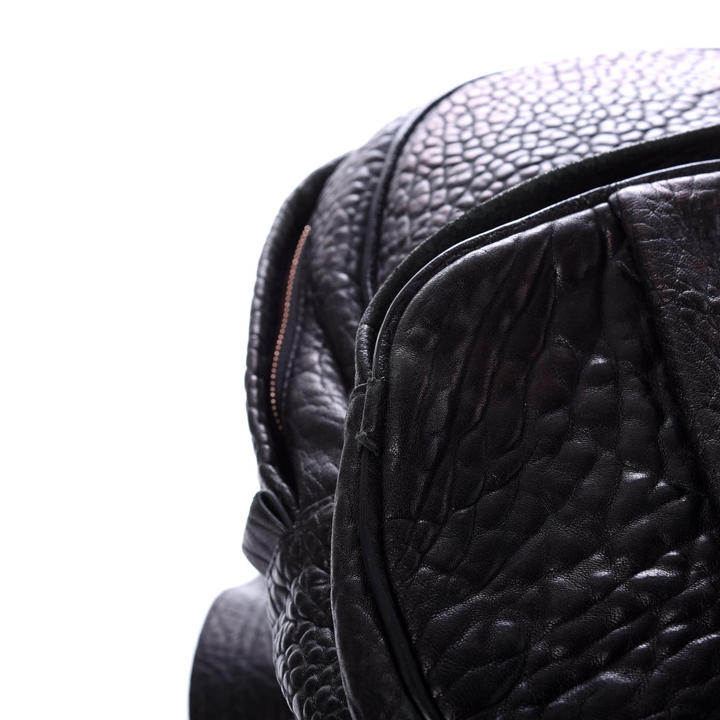 Pebbled Lambskin Dumbo Backpack Black Rose Gold Hardware