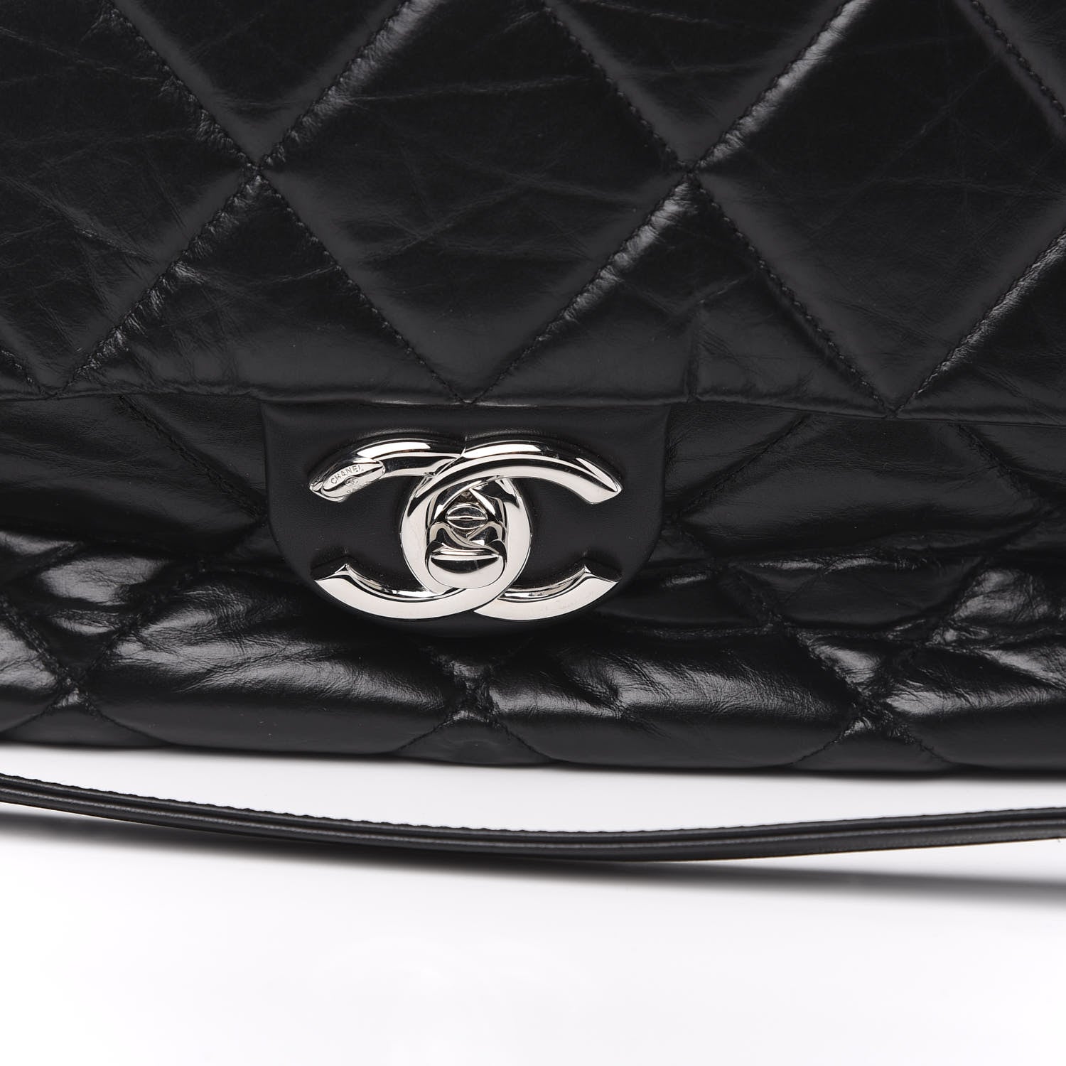 Chanel Aged Calfskin Quilted Large Express Bowling Bag Black 10 of 10