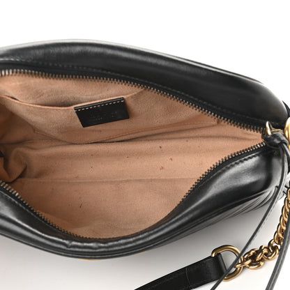 Gucci Calfskin Matelasse Small GG Marmont Chain Shoulder Bag Black 5 of 9