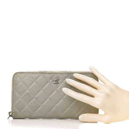 Chanel Lambskin Quilted Large Gusset Zip Around Wallet Light Green 2 of 12