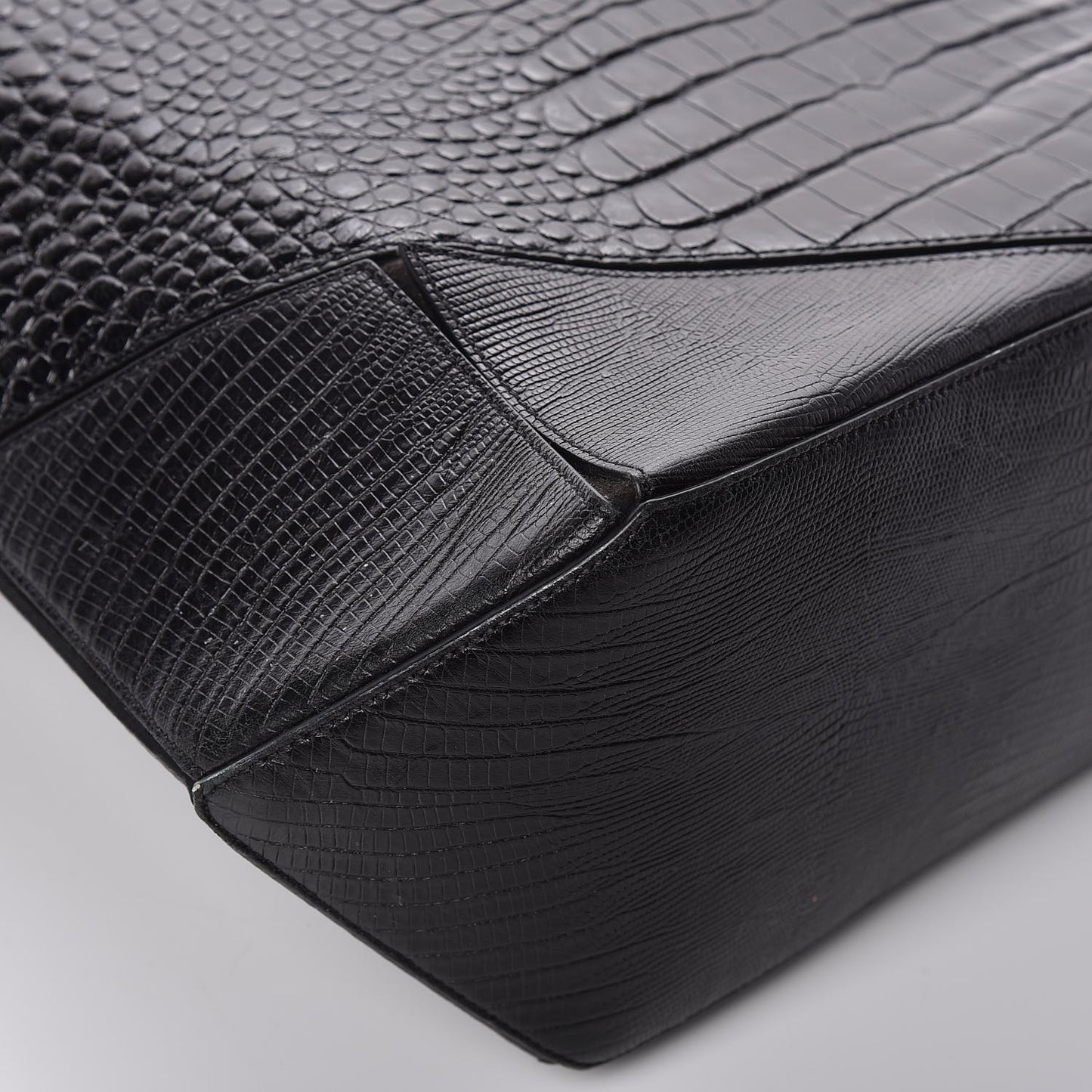 Calfskin Crocodile Embossed Easy Tote Black