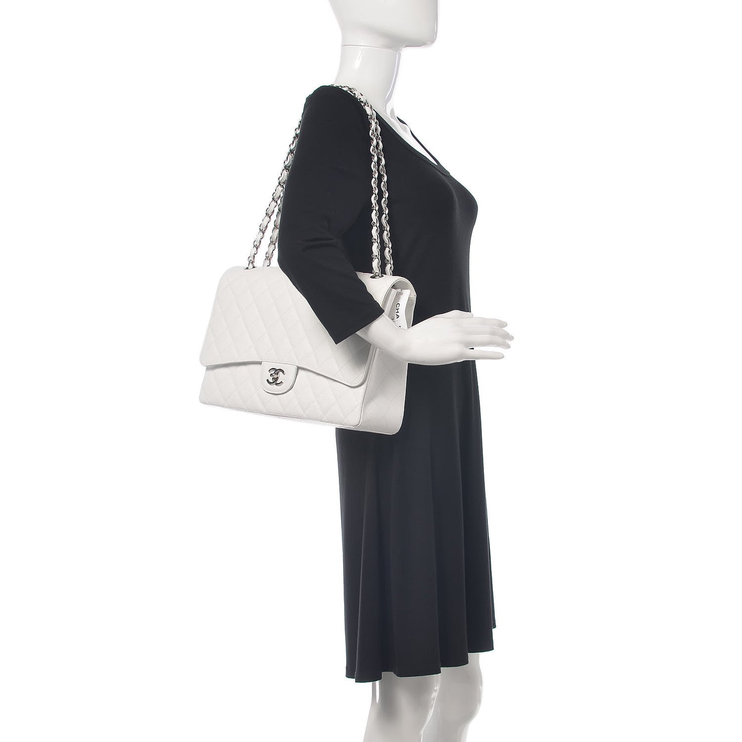 Caviar Quilted Maxi Single Flap White