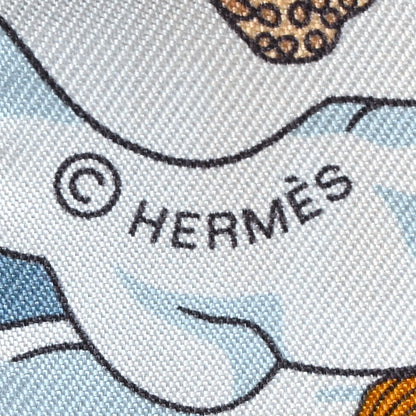 Hermes Silk Sur Mon Nuage Twilly Creme Bleu Ciel Orange 3 of 4