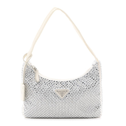 Prada Satin Crystal Mini Re-Edition 2000 Bag White 1 of 11
