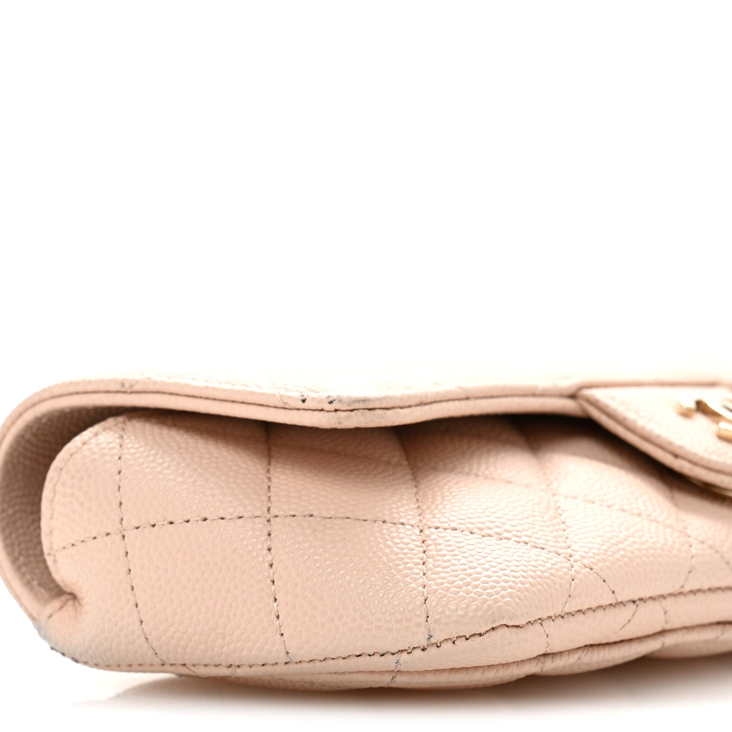 Caviar Quilted Glasses Case With Chain Beige