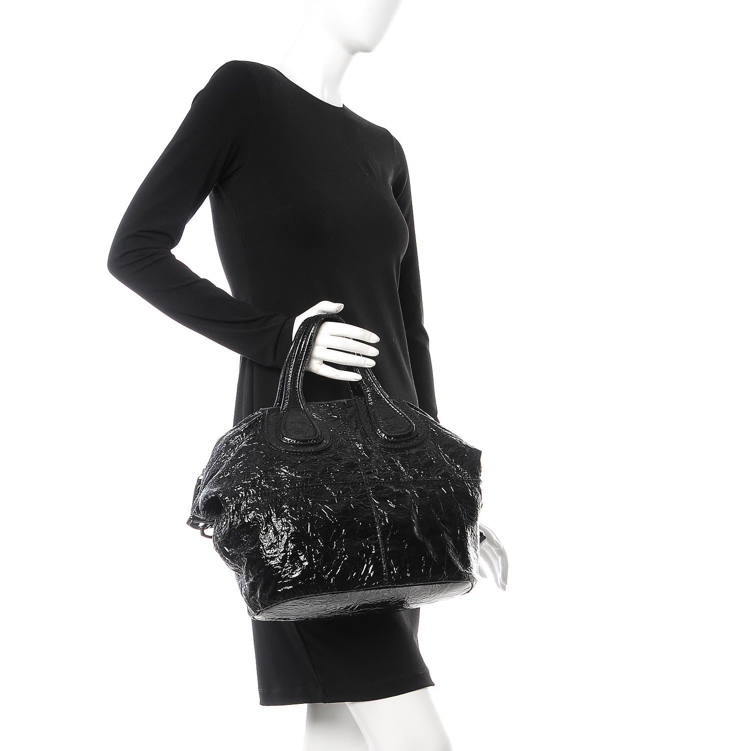 Givenchy Crinkled Patent Calfskin Small Nightingale Black 2 of 13