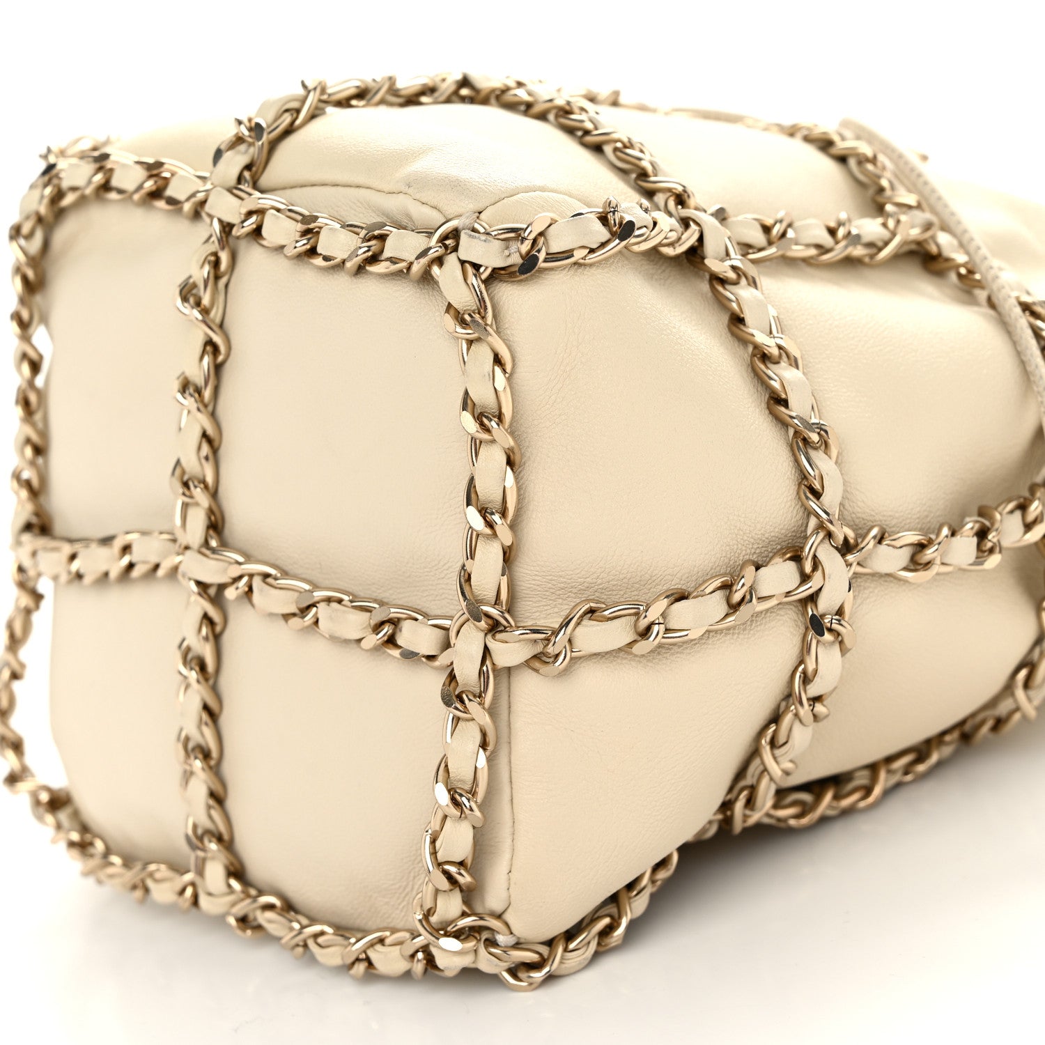 Chanel Lambskin Bucket Chain Drawstring Bag Beige 10 of 10