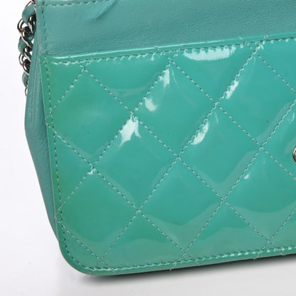 Chanel Patent Quilted Wallet On Chain WOC Green 12 of 15