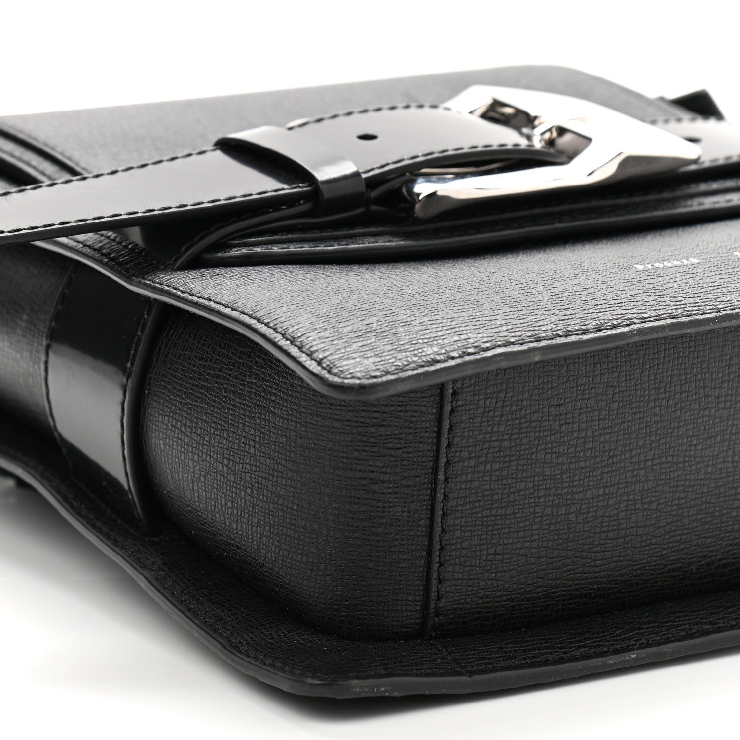 Proenza Schouler Embossed Grained Calfskin Buckle Trapeze Bag Black 9 of 12