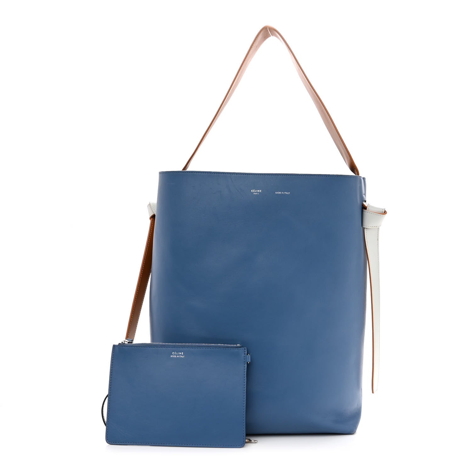 Celine Shiny Smooth Calfskin Small Twisted Cabas Washed Blue Black 1 of 16
