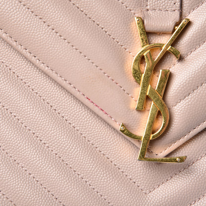 Saint Laurent Grain De Poudre Matelasse Chevron Large Monogram Satchel Rose Antic 8 of 20
