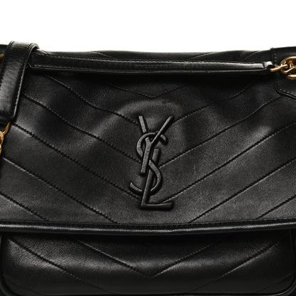 Saint Laurent Lambskin Matelasse Monogram Medium Niki Chain Satchel Black 9 of 11