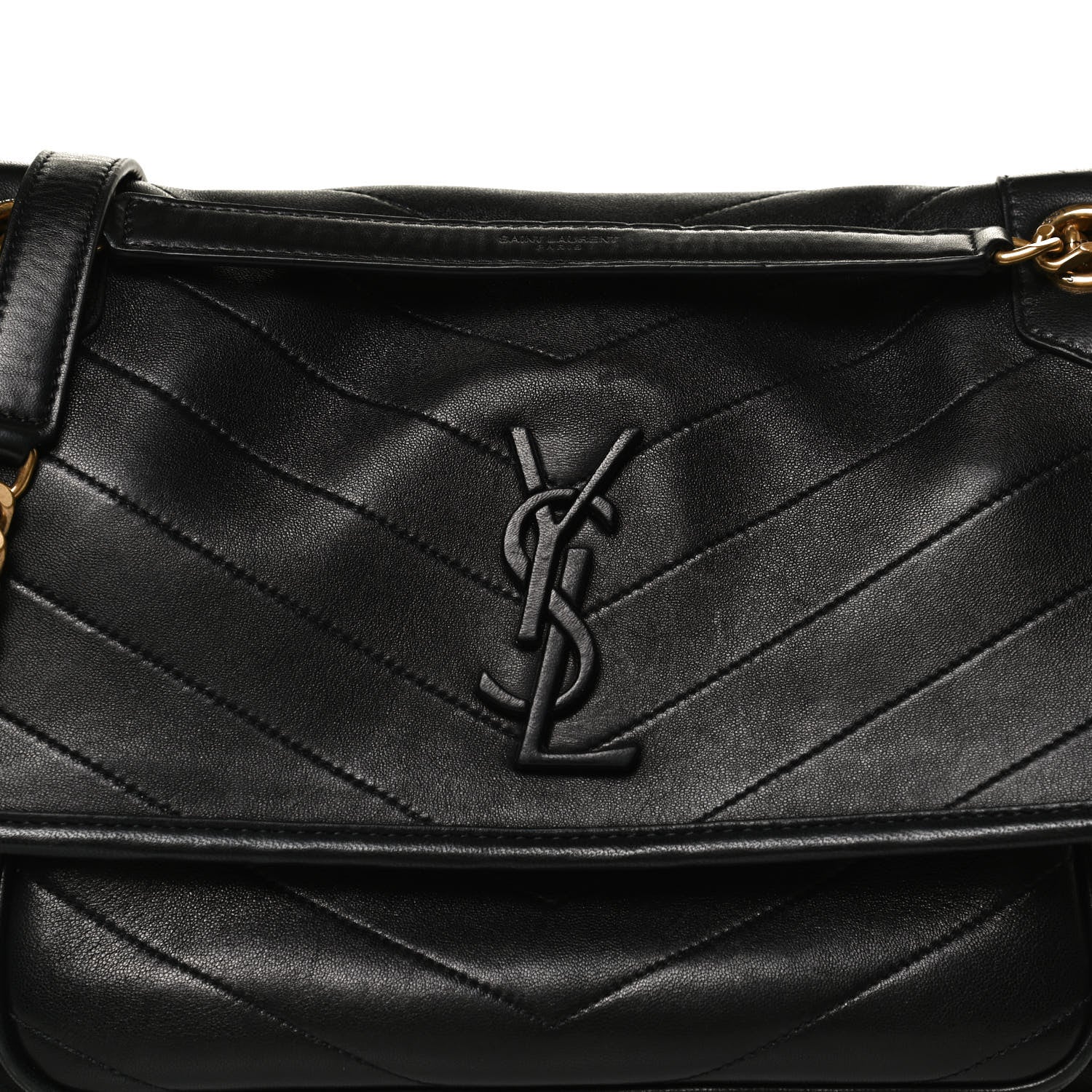 Saint Laurent Lambskin Matelasse Monogram Medium Niki Chain Satchel Black 9 of 11