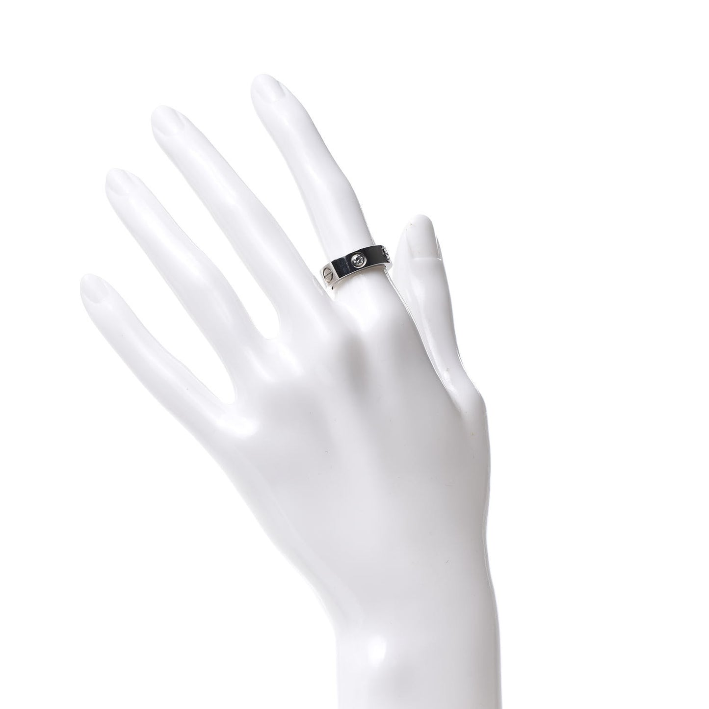 18K White Gold 3 Diamond 5.5mm LOVE Ring 50 5.5