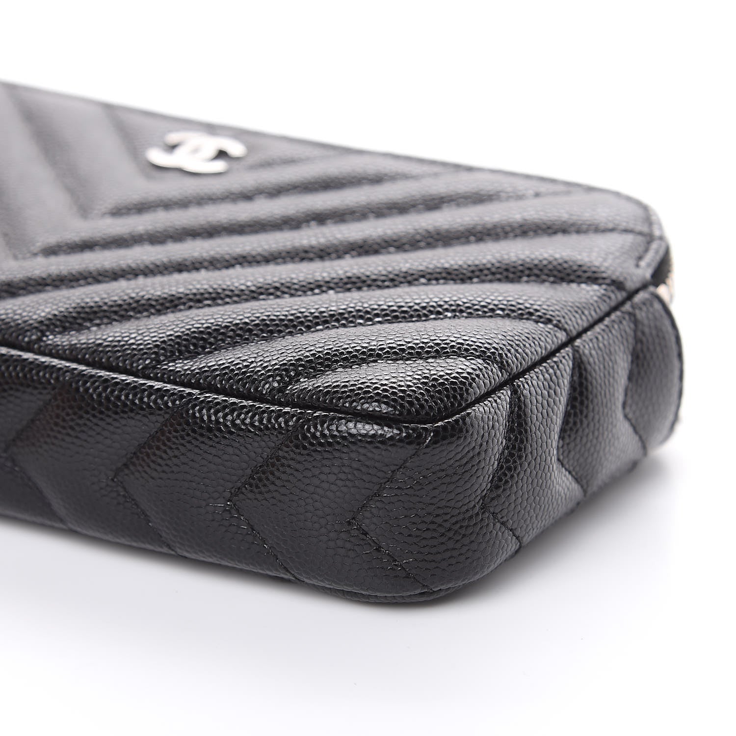 Chanel Caviar Chevron Quilted Small Clutch With Chain Black 12 of 12