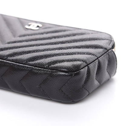 Chanel Caviar Chevron Quilted Small Clutch With Chain Black 12 of 12
