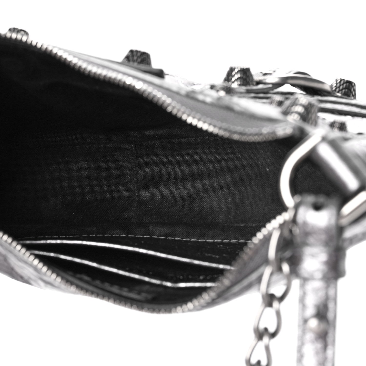Balenciaga Metallic Agneau Arena Le Cagole Purse With Chain Mini Silver 5 of 8