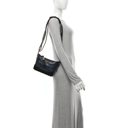 Chanel Aged Calfskin Quilted Small Gabrielle Hobo Navy Black 2 of 10