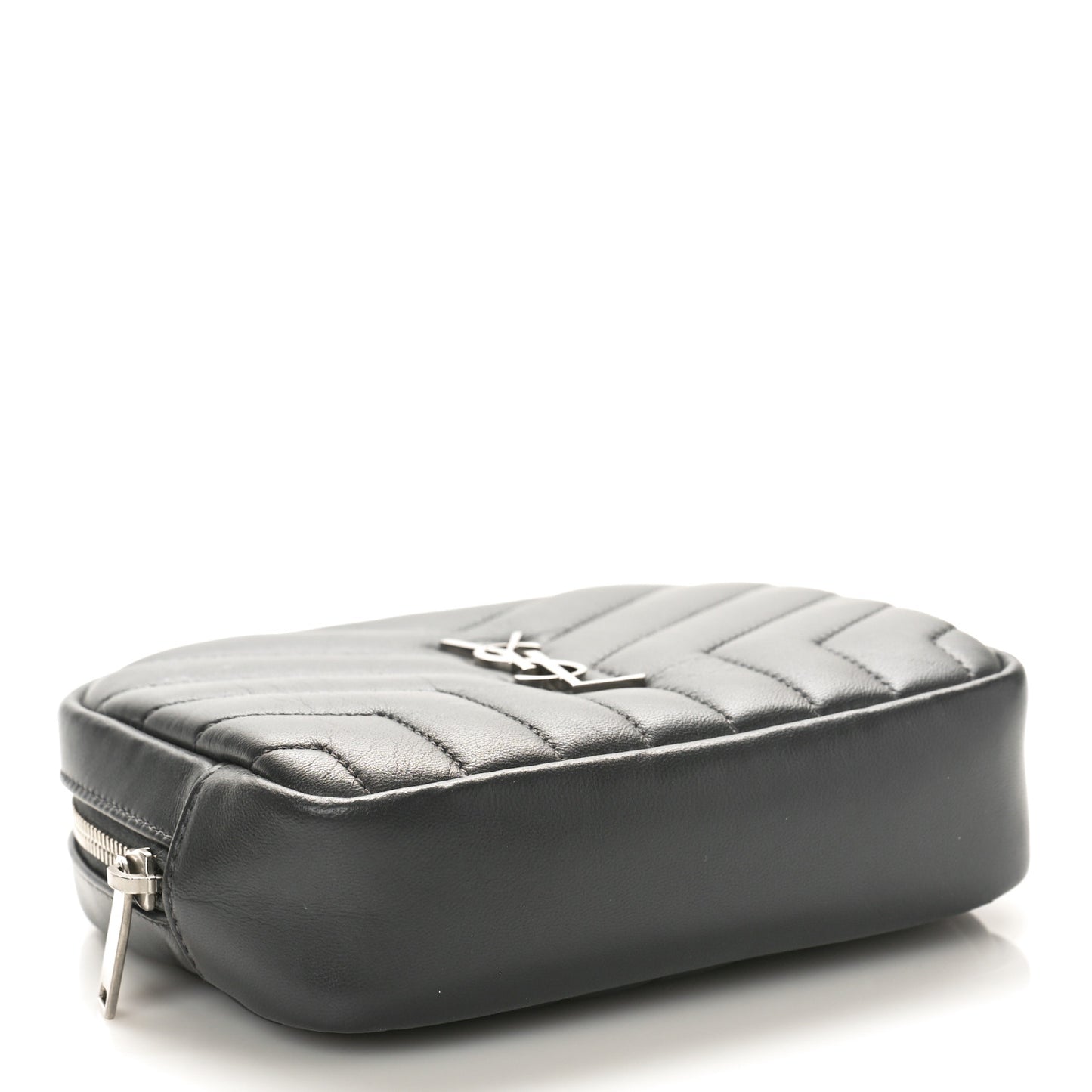 Lambskin Y Quilted Monogram Loulou Cosmetic Case Asphalt Grey