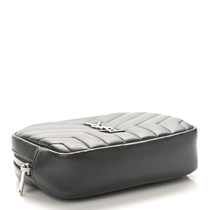 Saint Laurent Lambskin Y Quilted Monogram Loulou Cosmetic Case Asphalt Grey 4 of 9