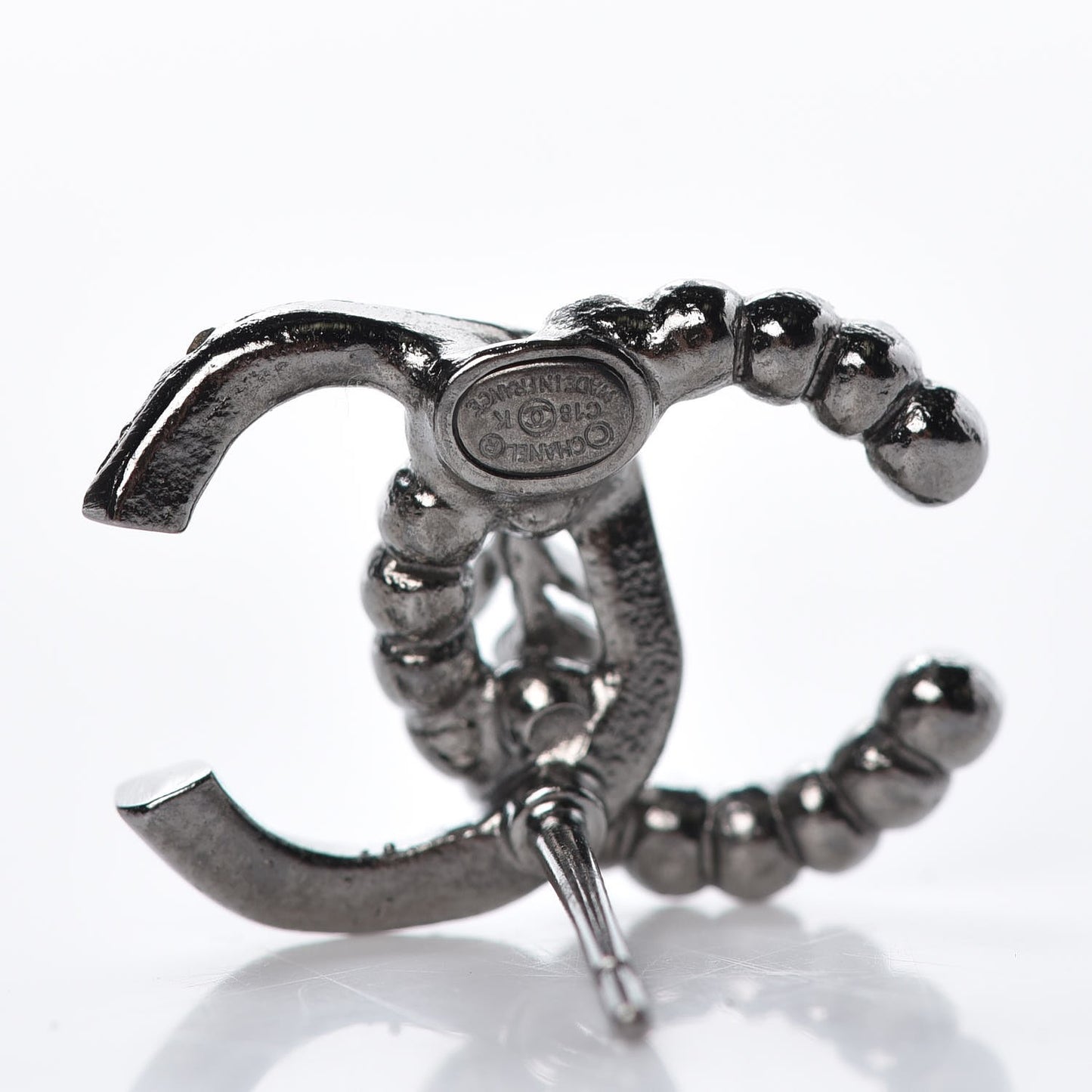Ruthenium Crystal Pearl CC Earrings