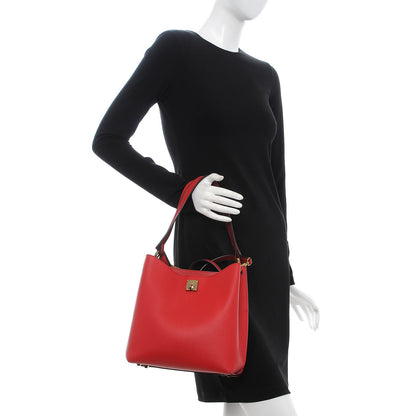 MCM Grained Calfskin Medium Milla Hobo Ruby Red 2 of 24