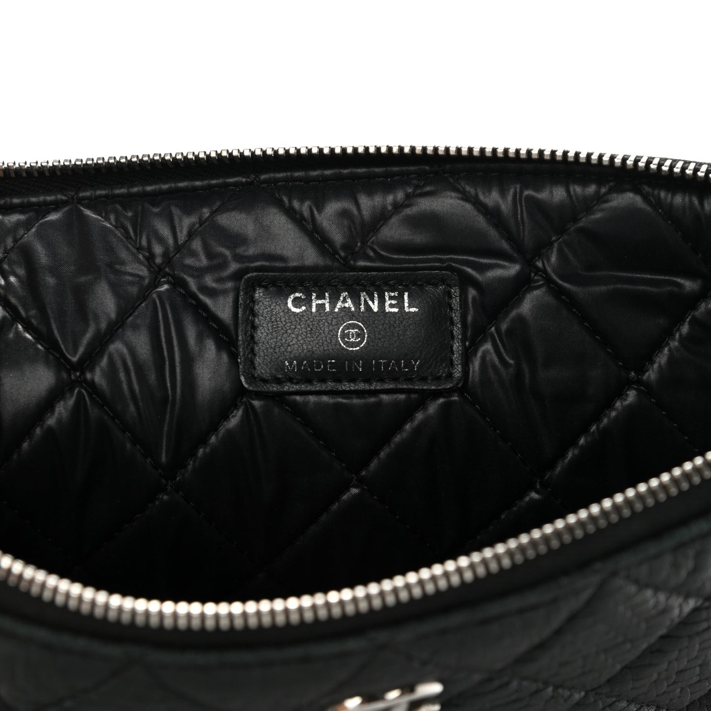 Woven Lambskin Quilted Medium Cosmetic Case Black