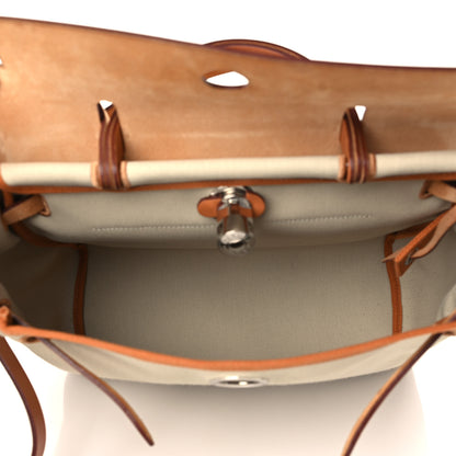 Hermes Military Toile Vache Hunter Herbag Zip Retourne 31 PM Beton Naturel 7 of 12