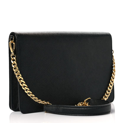 Prada Saffiano Lux Monochrome Chain Wallet Black 3 of 9