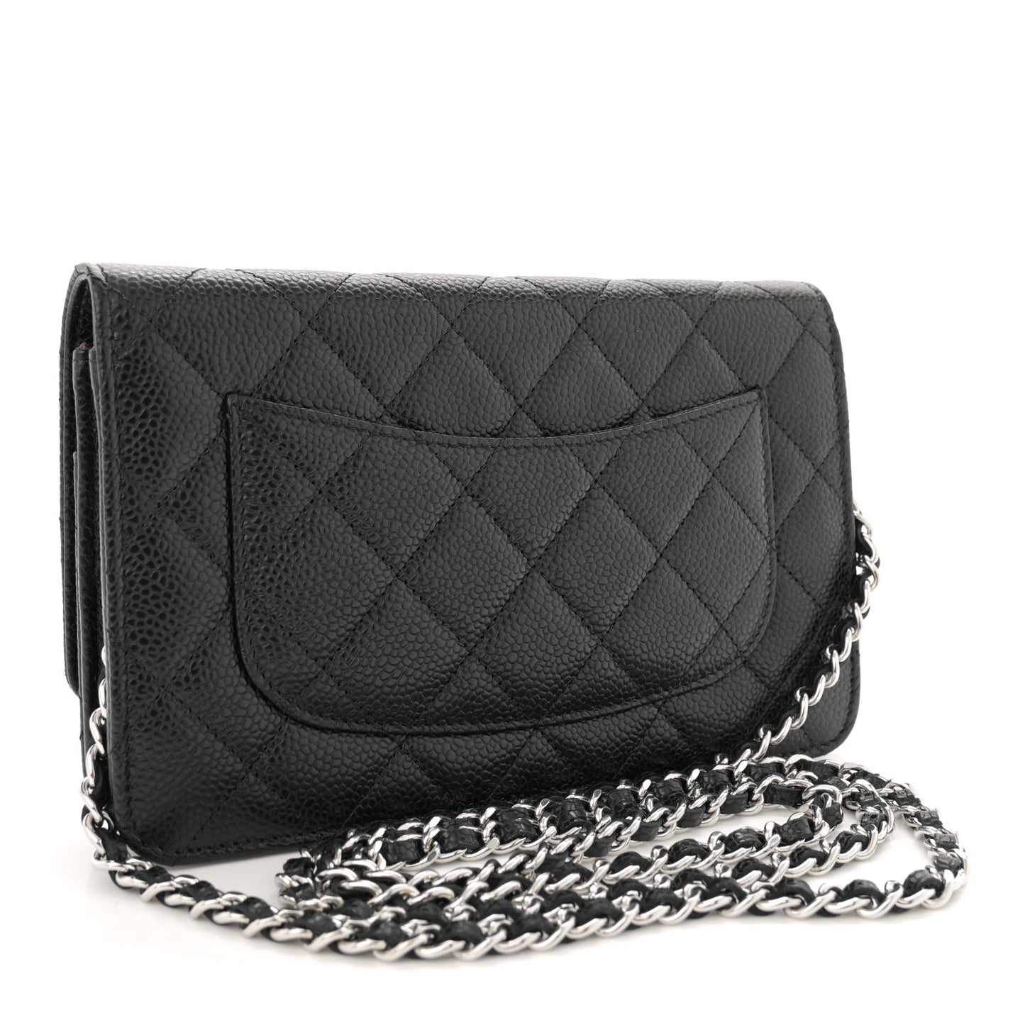Caviar Quilted Wallet on Chain WOC Black