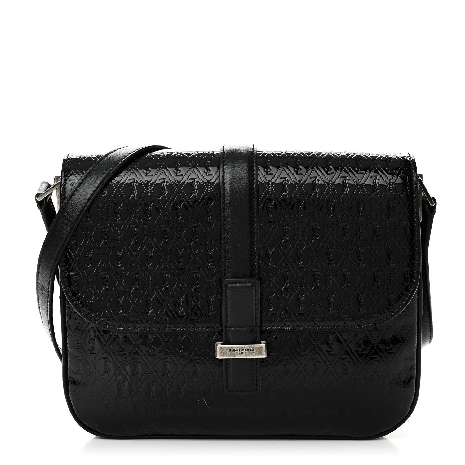 Saint Laurent Patent Embossed Small Le Monogramme Satchel Black 1 of 9