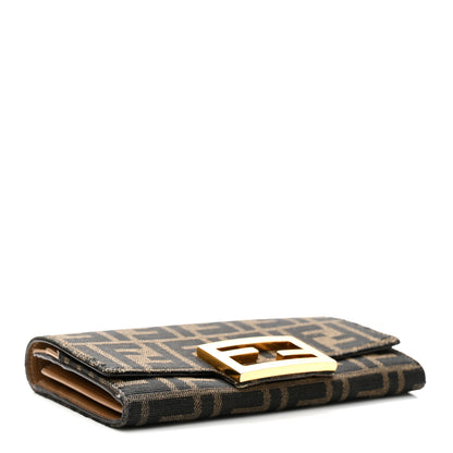 Fendi Fabric Jacquard FF 1974 Continental Wallet On Chain Tobacco Moro 4 of 11
