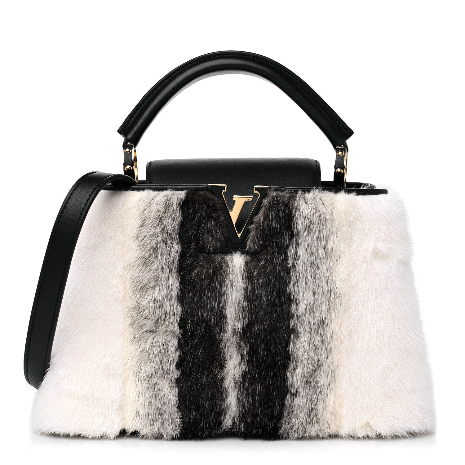 Louis Vuitton Mink Calfskin Goatskin Capucines BB White Snow Grey Black 1 of 8