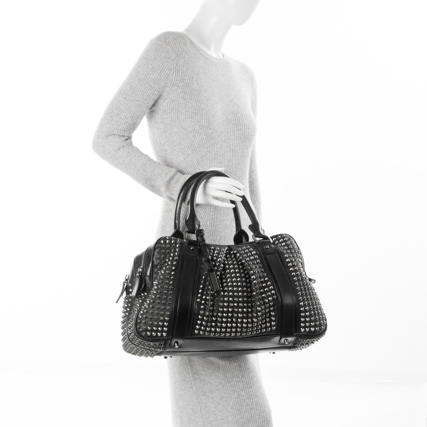 Prorsum Lambskin Studded Knight Satchel Black