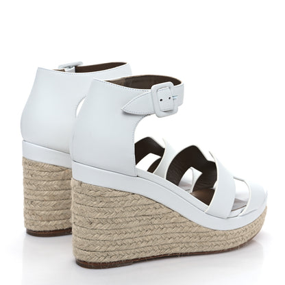 Hermes Goatskin Elda Espadrille Wedge Sandals 39 White 4 of 8