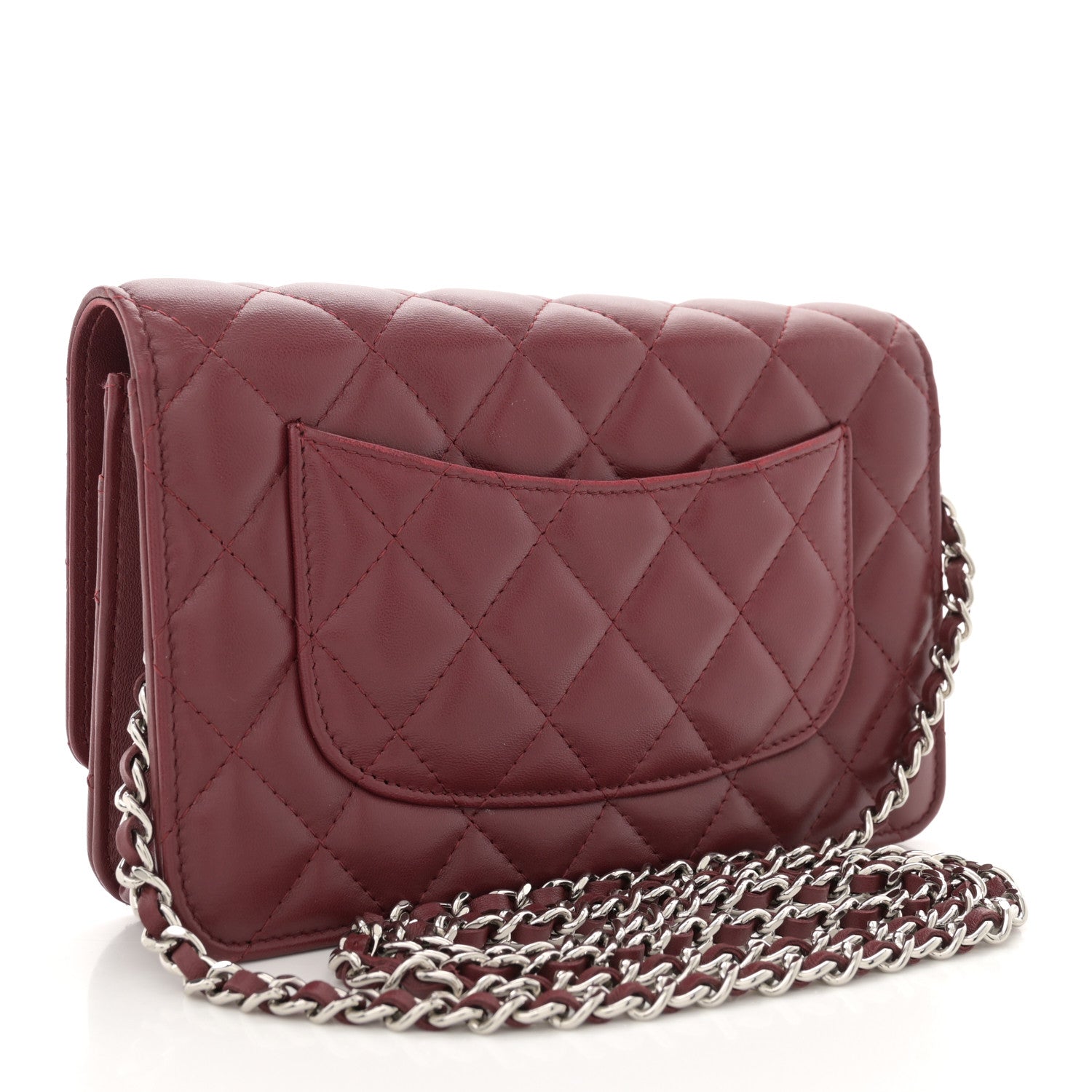 Chanel Lambskin Quilted Wallet On Chain WOC Red 3 of 13