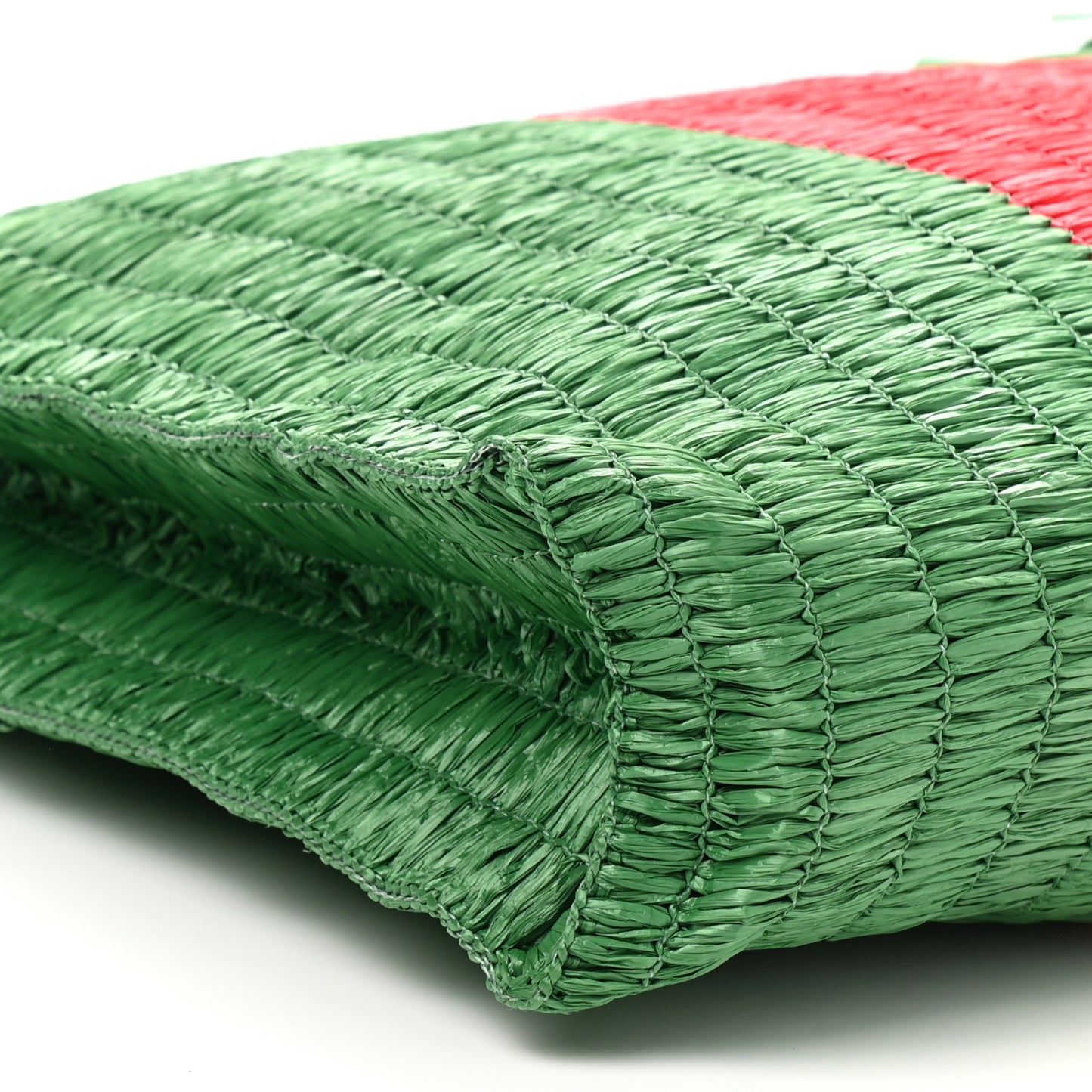 Raffia Linen Web Cestino Tote Bag Red Green