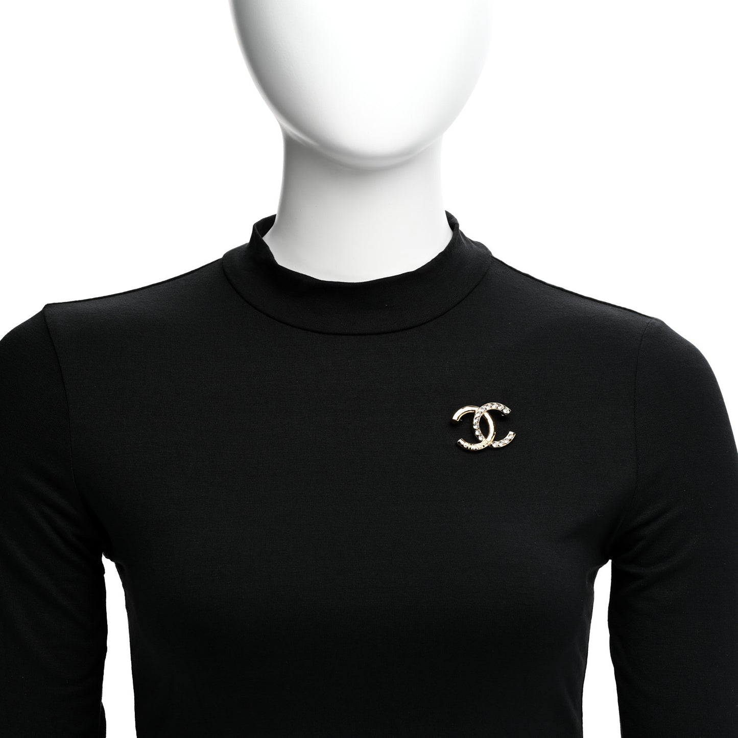 Metal Crystal CC Brooch Light Gold