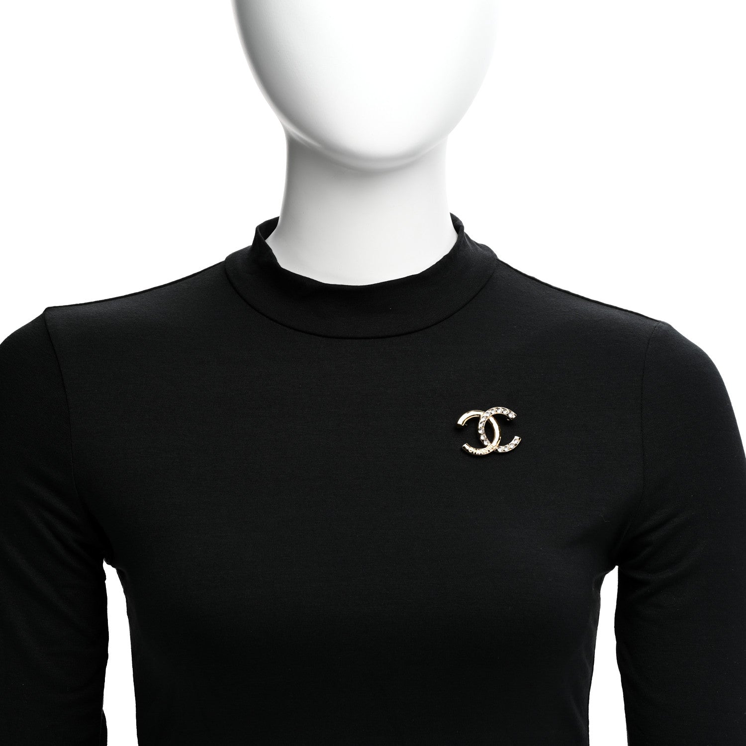 Chanel Metal Crystal CC Brooch Light Gold 2 of 5